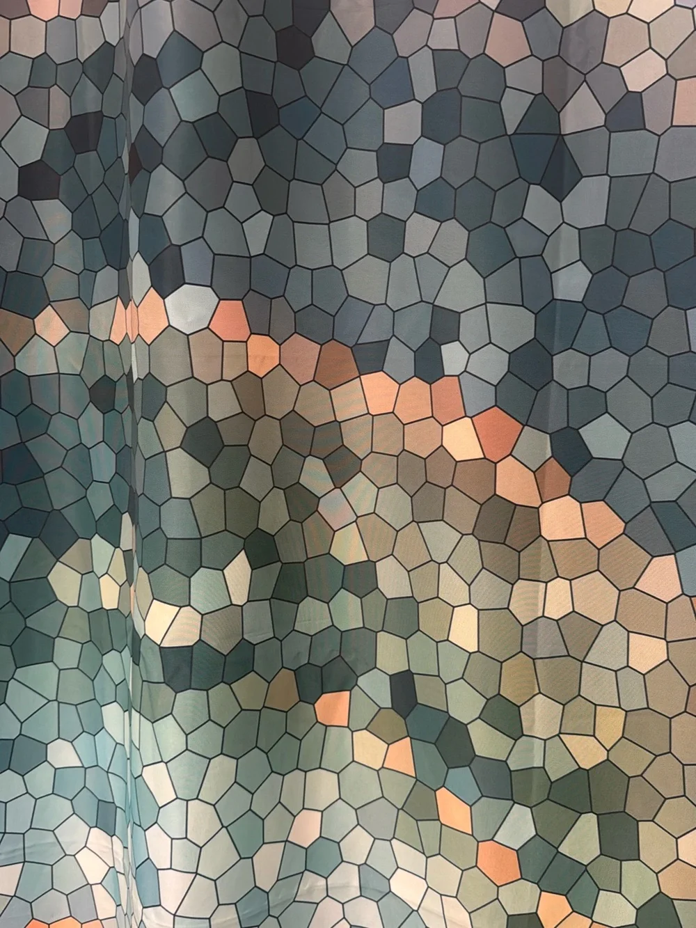 Mosaic Tile Pattern Shower Curtain - Blue, Teal & Coral